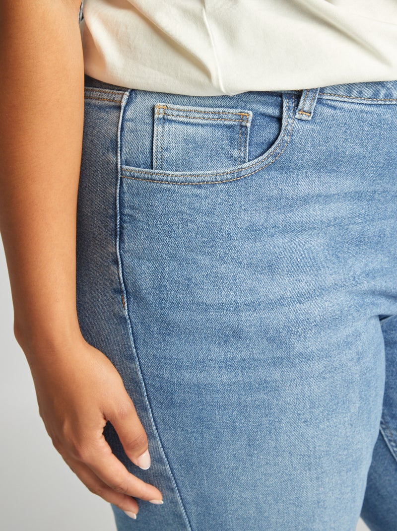 Calças de ganga straight de cintura subida AZUL - Kiabi