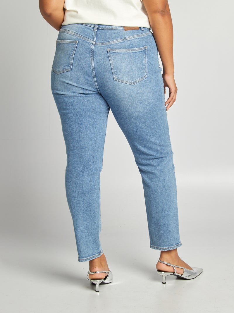 Calças de ganga straight de cintura subida AZUL - Kiabi