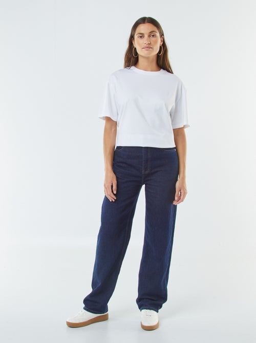 Calças de ganga straight de cintura subida - Kiabi