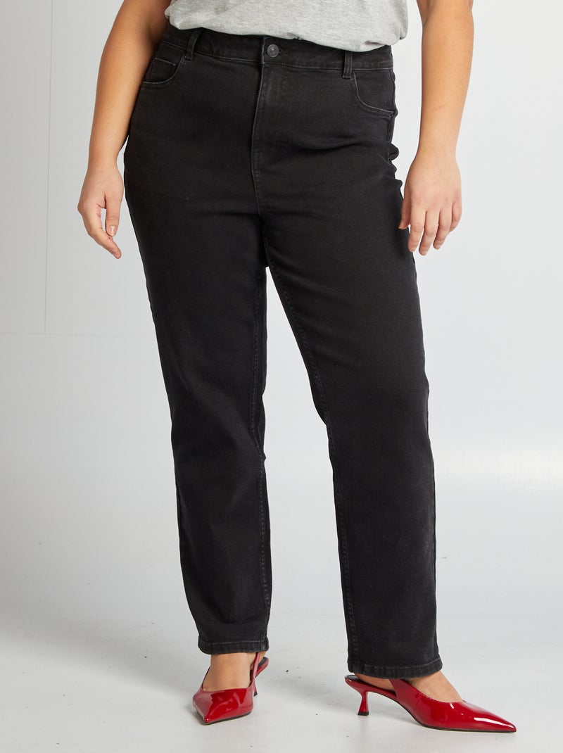 Calças de ganga straight de cintura subida PRETO - Kiabi