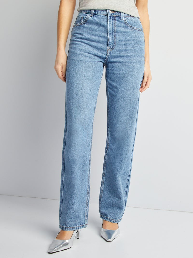 Calças de ganga straight lisas AZUL - Kiabi