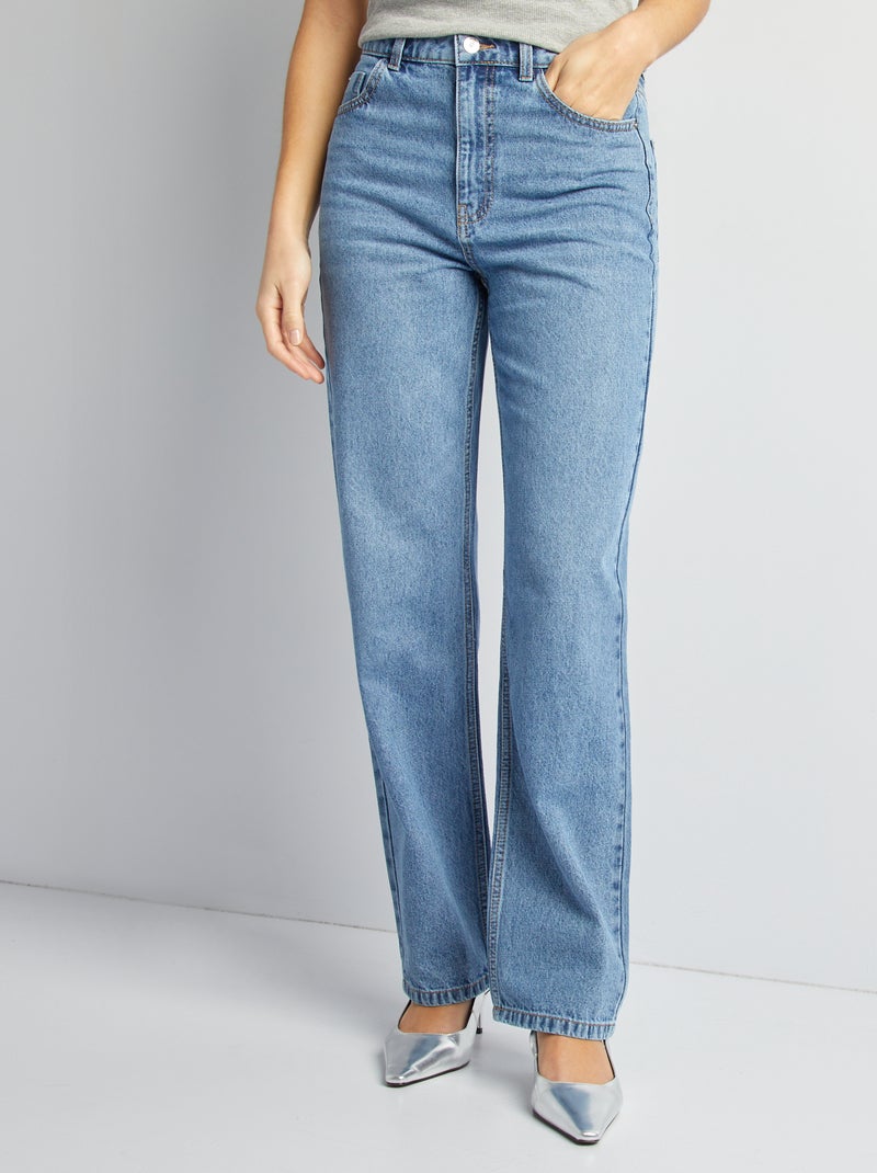 Calças de ganga straight lisas AZUL - Kiabi