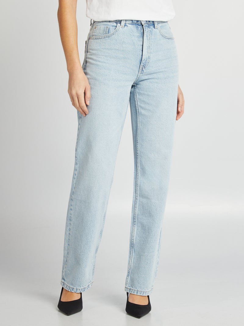 Calças de ganga straight lisas AZUL - Kiabi