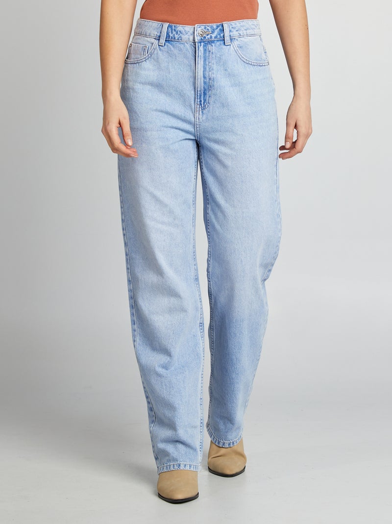 Calças de ganga straight lisas AZUL - Kiabi