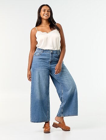 Calças de ganga super wide leg de 5 bolsos
