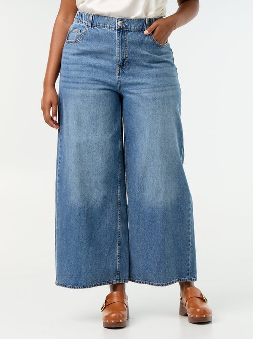 Calças de ganga super wide leg de 5 bolsos - Kiabi Calças de ganga super wide leg de 5 bolsos - Kiabi