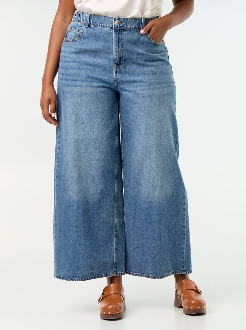 Calças de ganga super wide leg de 5 bolsos Azul - Kiabi