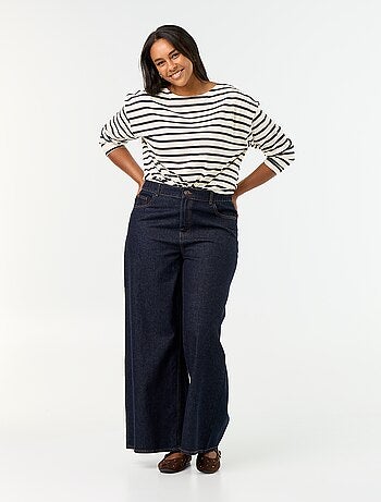 Calças de ganga super wide leg de 5 bolsos