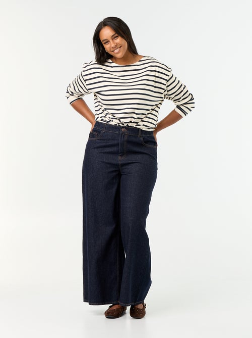 Calças de ganga super wide leg de 5 bolsos - Kiabi Calças de ganga super wide leg de 5 bolsos - Kiabi
