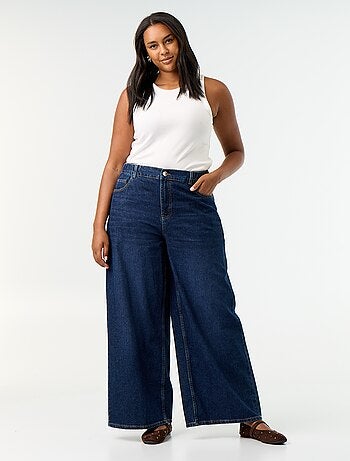 Calças de ganga super wide leg de 5 bolsos