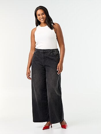 Calças de ganga super wide leg de 5 bolsos