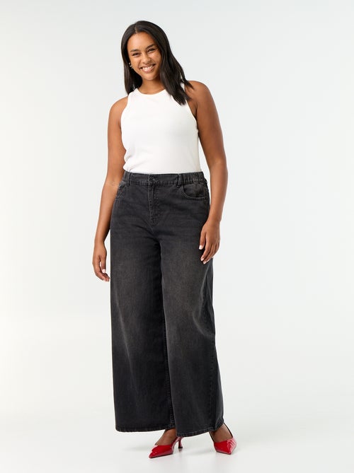 Calças de ganga super wide leg de 5 bolsos - Kiabi Calças de ganga super wide leg de 5 bolsos - Kiabi