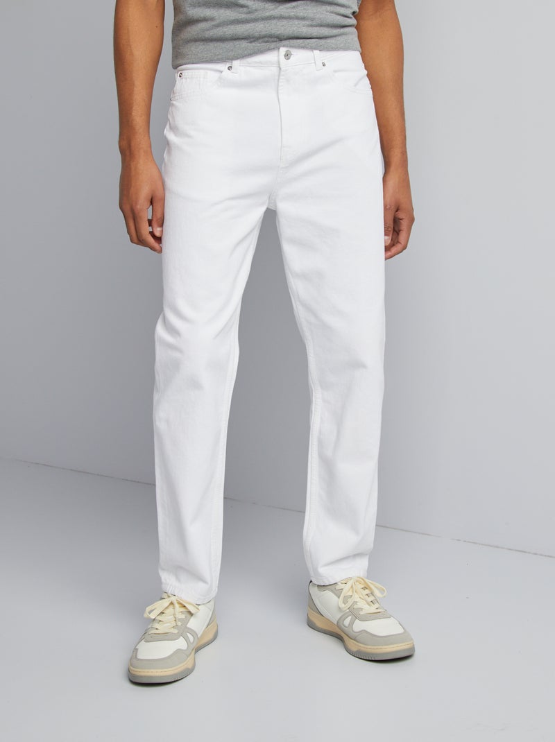 Calças de ganga tapered slim / corte afunilado 5 bolsos Branco - Kiabi