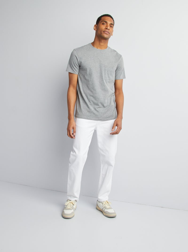 Calças de ganga tapered slim / corte afunilado 5 bolsos Branco - Kiabi