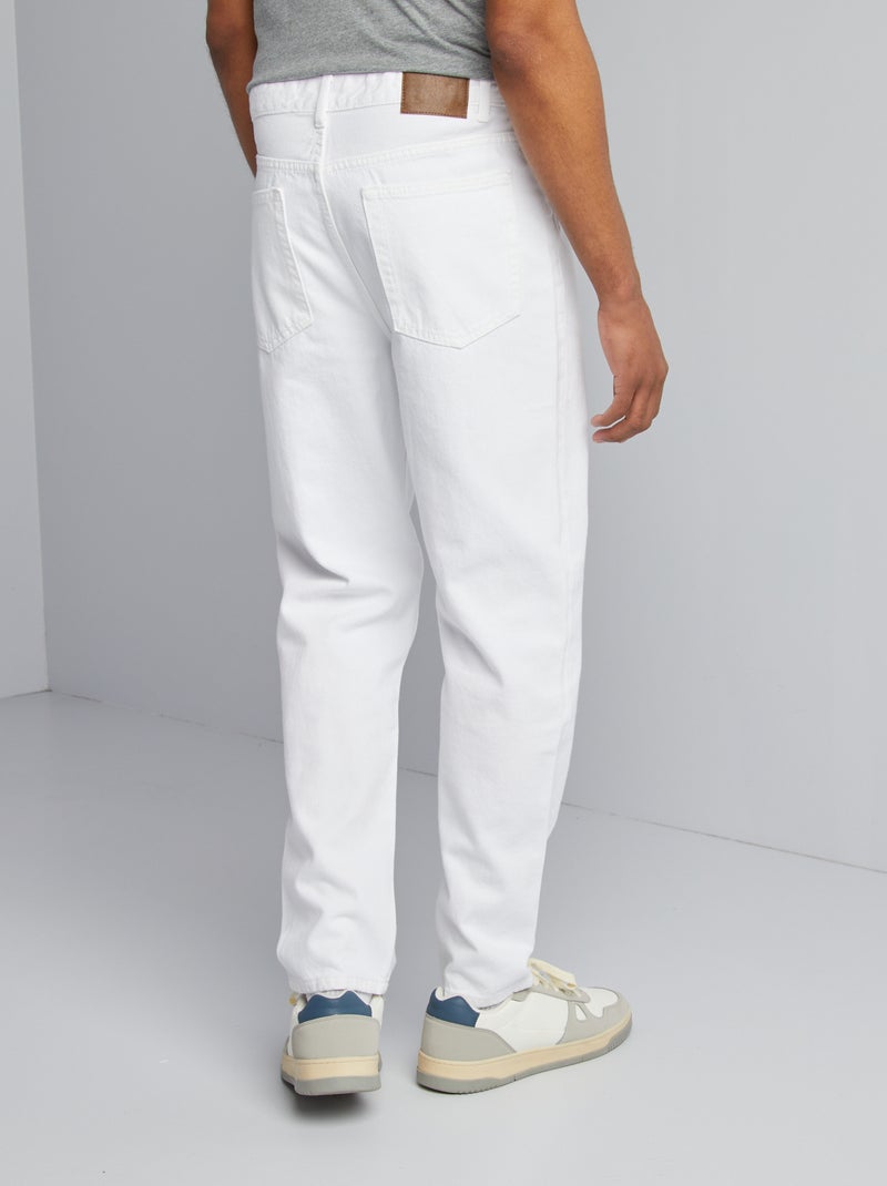 Calças de ganga tapered slim / corte afunilado 5 bolsos Branco - Kiabi