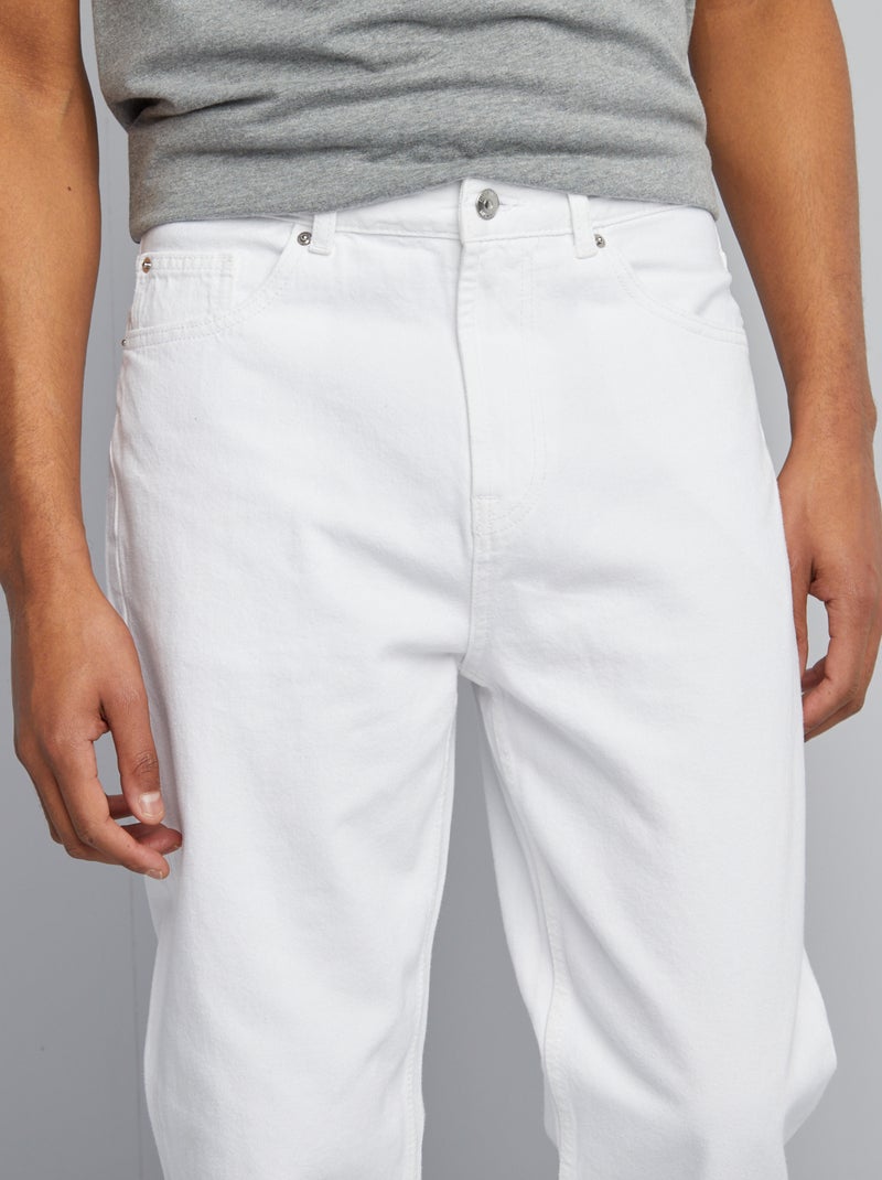 Calças de ganga tapered slim / corte afunilado 5 bolsos Branco - Kiabi