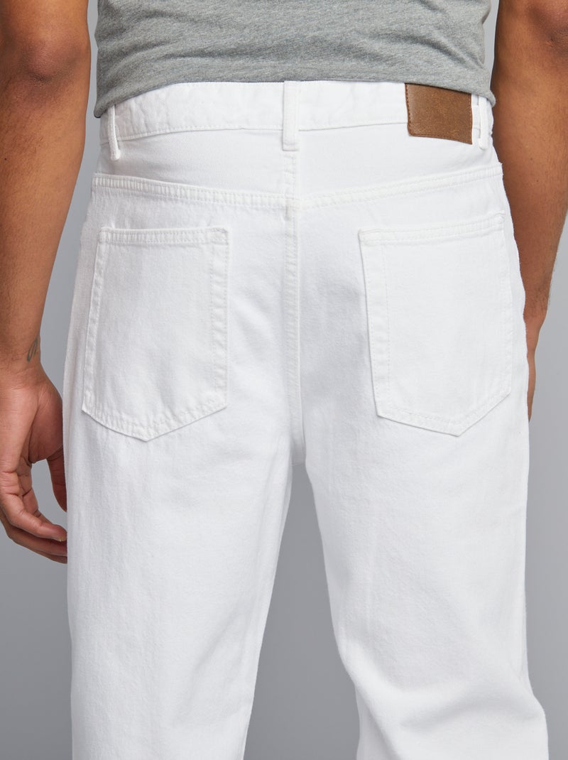 Calças de ganga tapered slim / corte afunilado 5 bolsos Branco - Kiabi