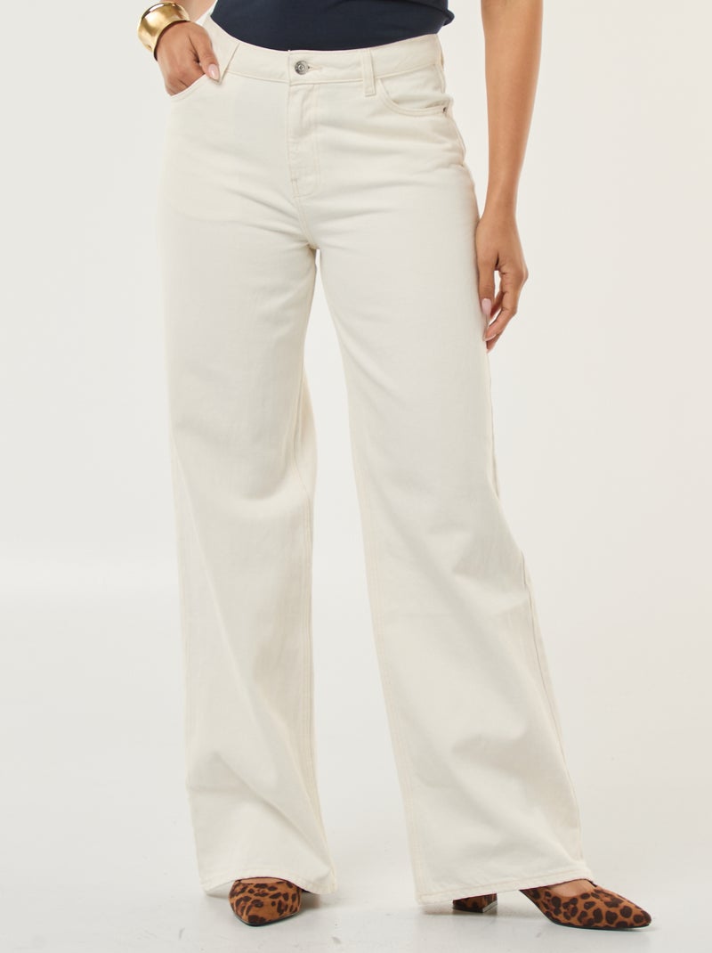 Calças de ganga wide-leg - 30L Branco - Kiabi