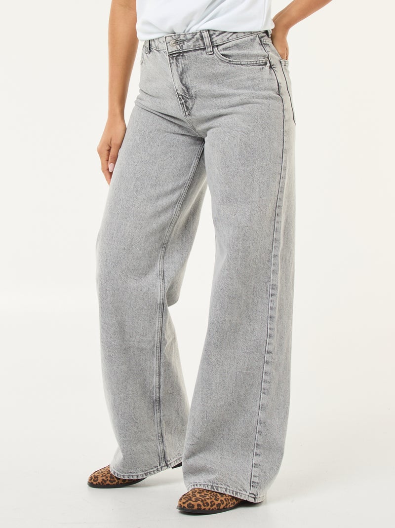 Calças de ganga wide-leg - 30L Cinza - Kiabi