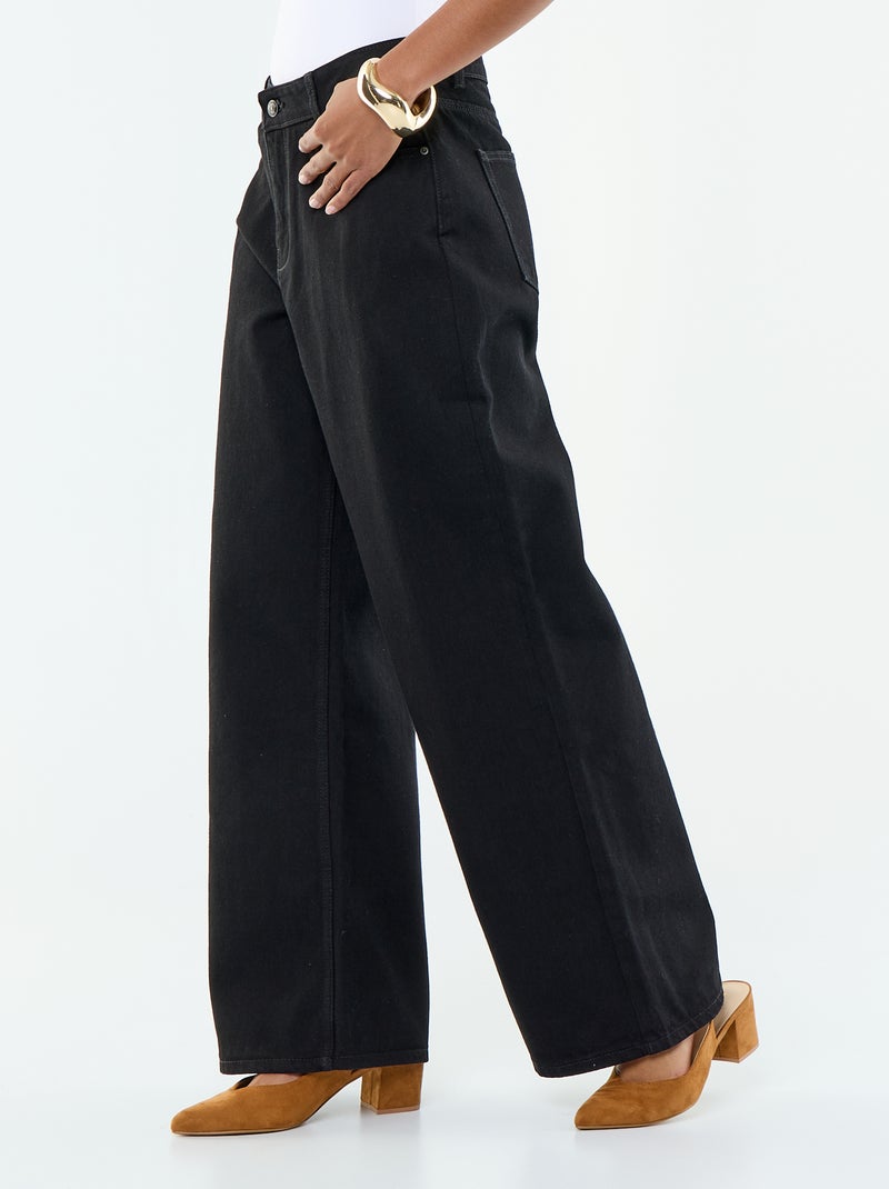 Calças de ganga wide-leg - 30L Preto - Kiabi