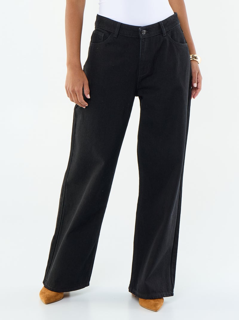 Calças de ganga wide-leg - 30L Preto - Kiabi
