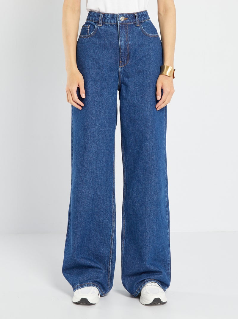 Calças de ganga wide leg - 32L AZUL - Kiabi