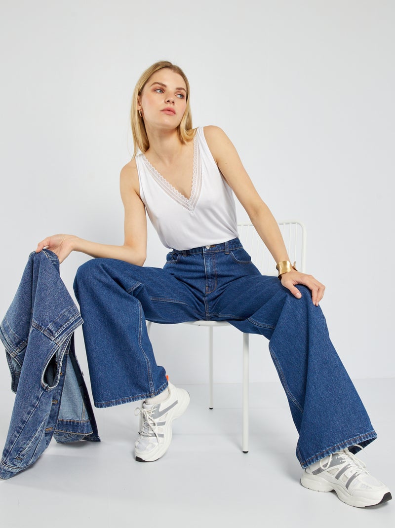 Calças de ganga wide leg - 32L AZUL - Kiabi