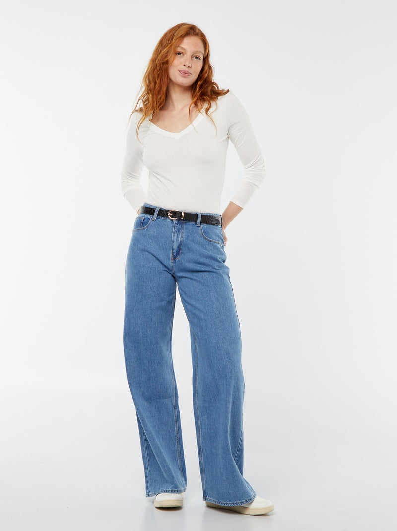 Calças de ganga wide leg - 32L Azul - Kiabi