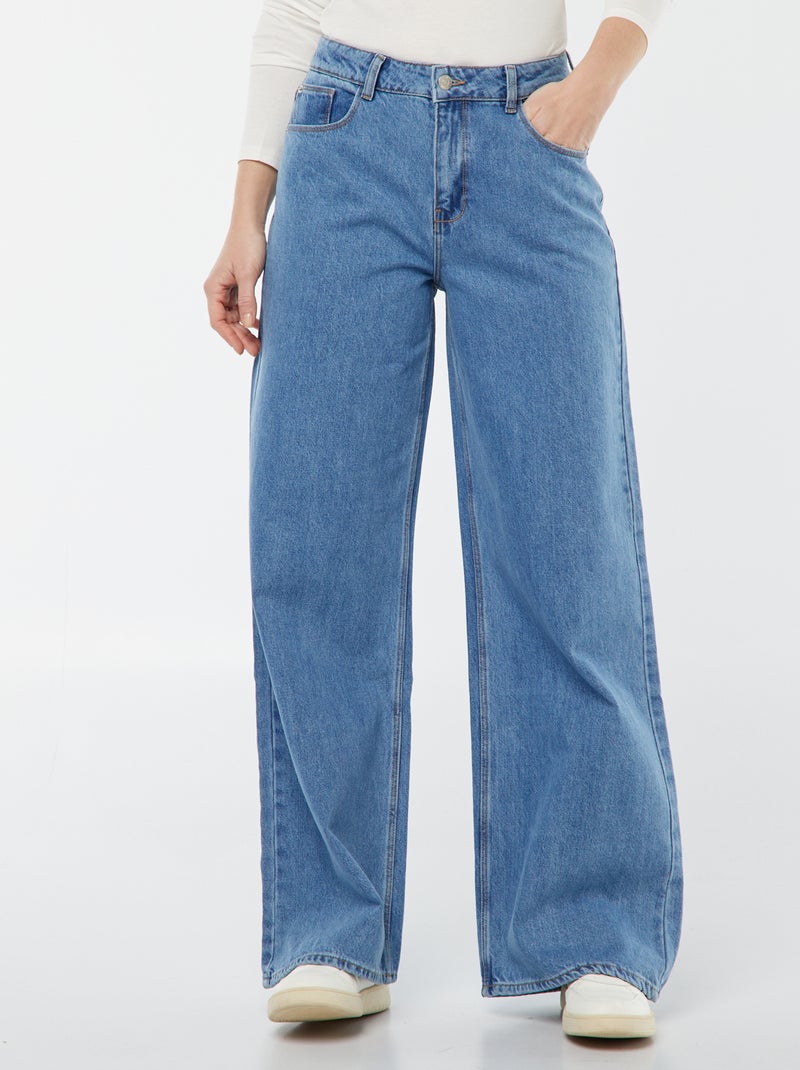 Calças de ganga wide leg - 32L Azul - Kiabi