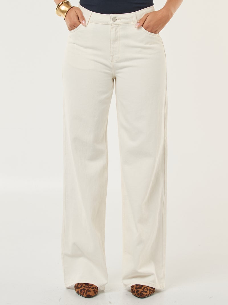 Calças de ganga wide leg - 32L Branco - Kiabi