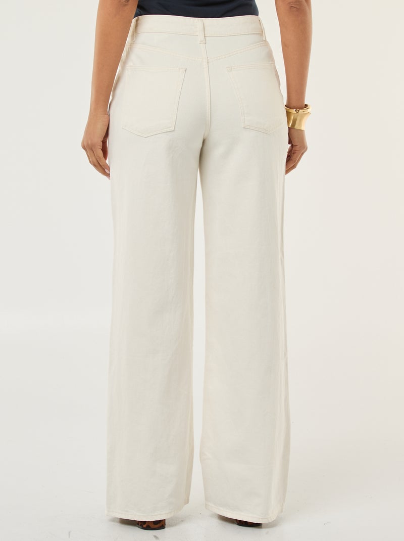 Calças de ganga wide leg - 32L Branco - Kiabi