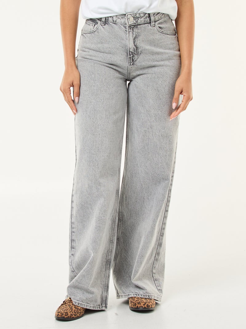 Calças de ganga wide leg - 32L Cinza - Kiabi