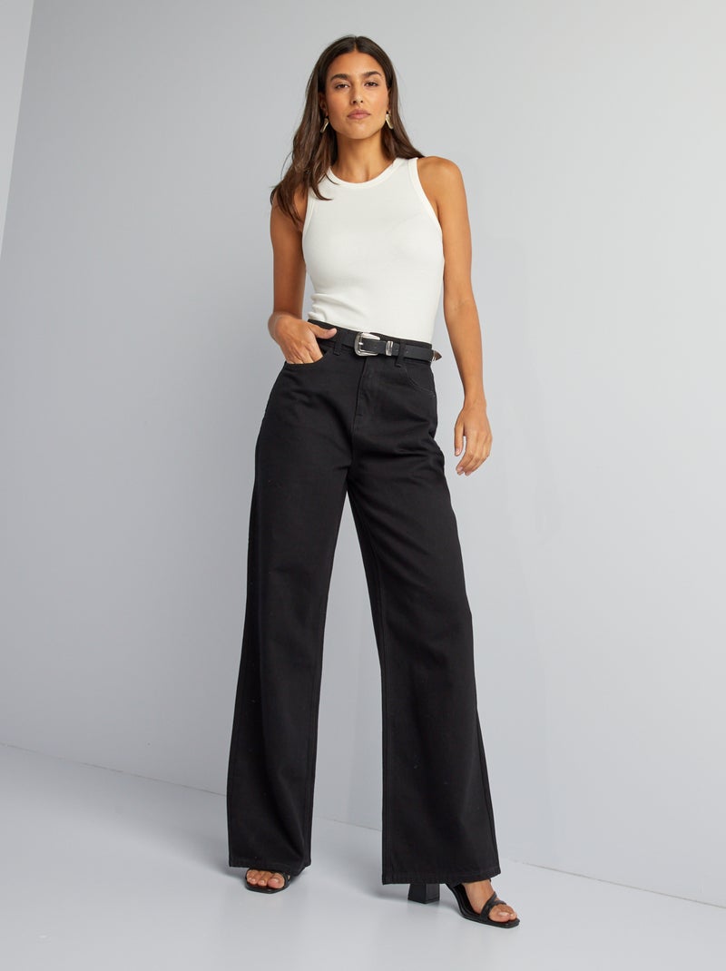 Calças de ganga wide leg - 32L PRETO - Kiabi