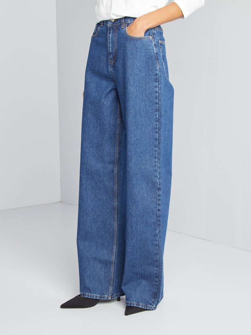 Calças de ganga wide leg - 34L AZUL - Kiabi