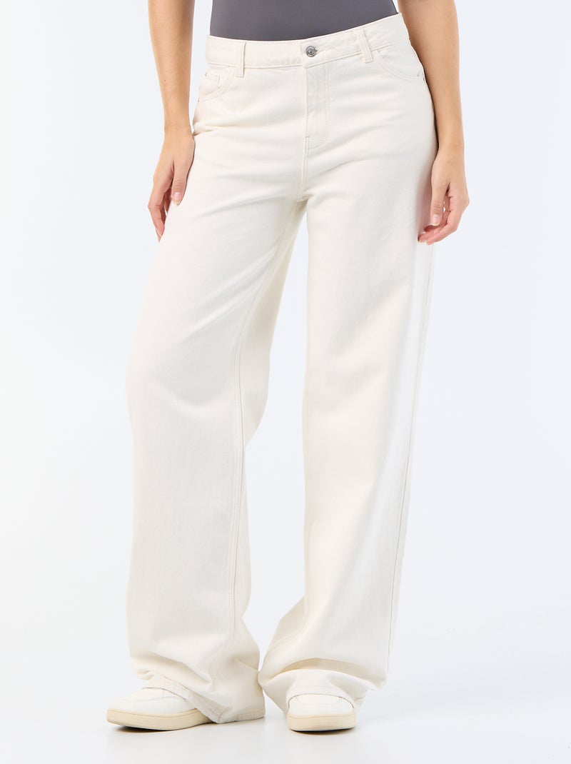 Calças de ganga wide leg - 34L Branco - Kiabi