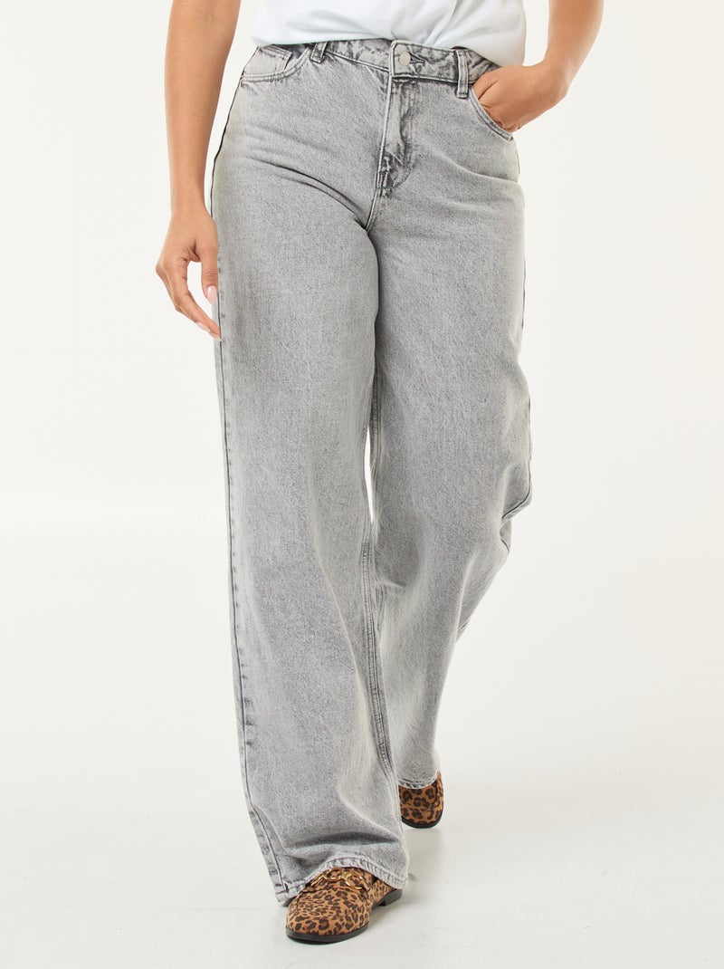 Calças de ganga wide leg - 34L Cinza - Kiabi