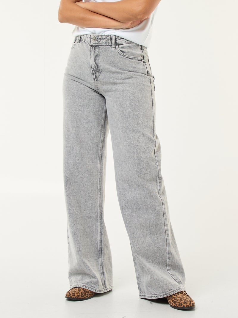 Calças de ganga wide leg - L28 Cinza - Kiabi
