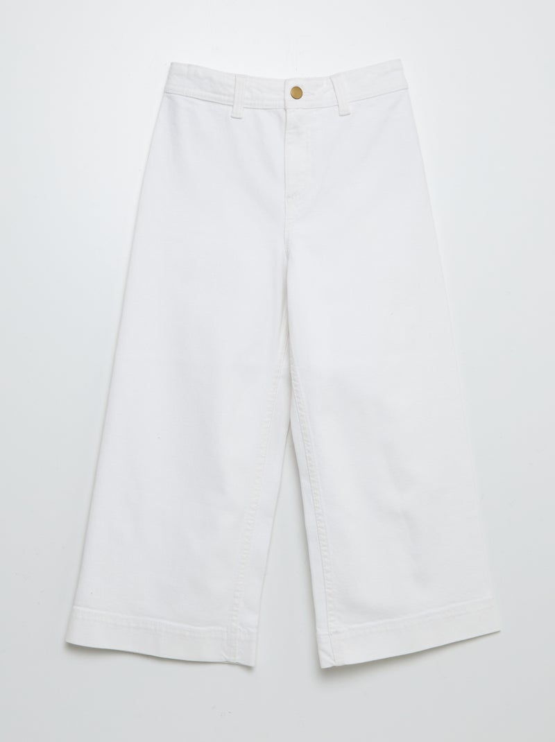 Calças de ganga wide leg 7/8 Branco - Kiabi