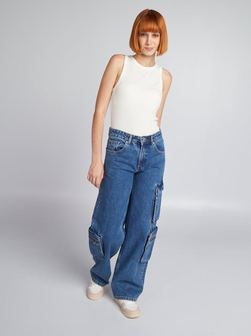 Calças de ganga wide leg AZUL - Kiabi