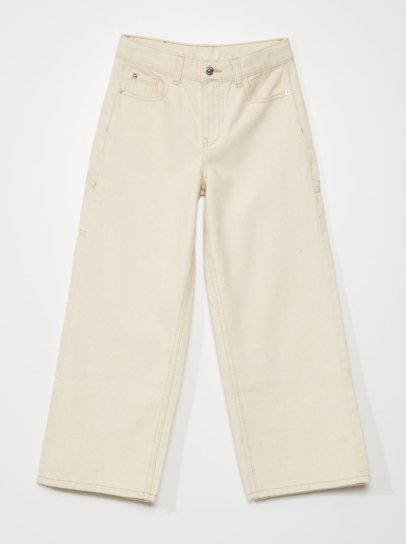 Calças de ganga wide leg BEGE - Kiabi