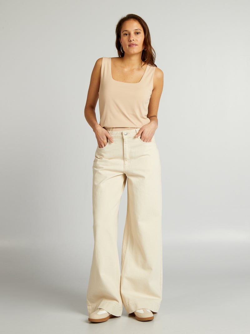 Calças de ganga wide-leg BEGE - Kiabi