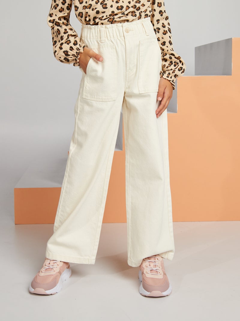 Calças de ganga wide leg Branco - Kiabi