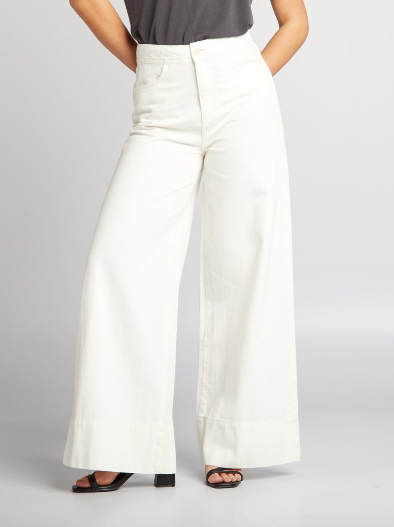 Calças de ganga wide-leg BRANCO - Kiabi