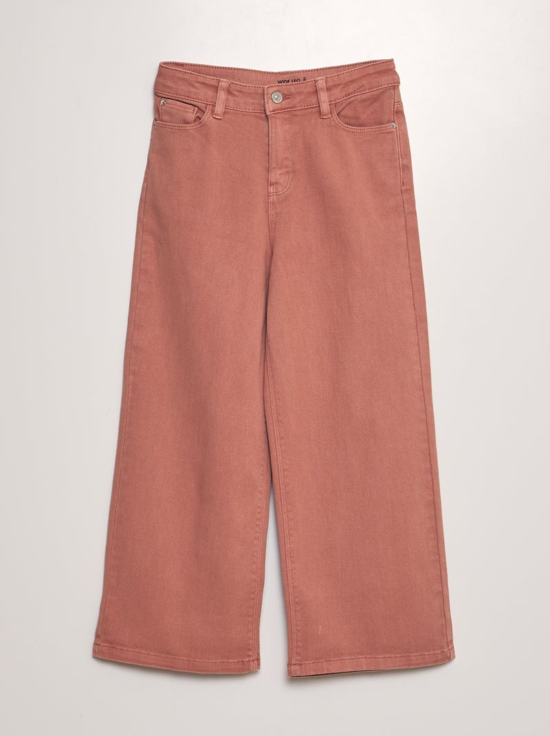 Calças de ganga wide-leg coloridas - Corte + confortável ROSA - Kiabi