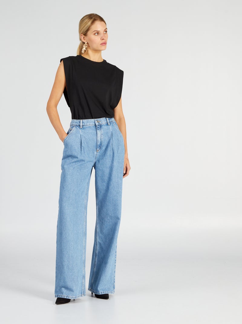 Calças de ganga wide leg com 5 bolsos AZUL - Kiabi