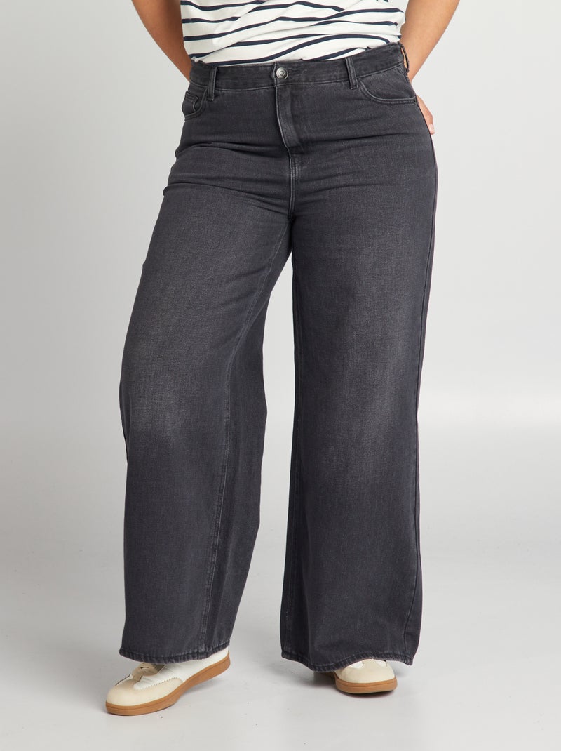 Calças de ganga wide leg com 5 bolsos CINZA - Kiabi