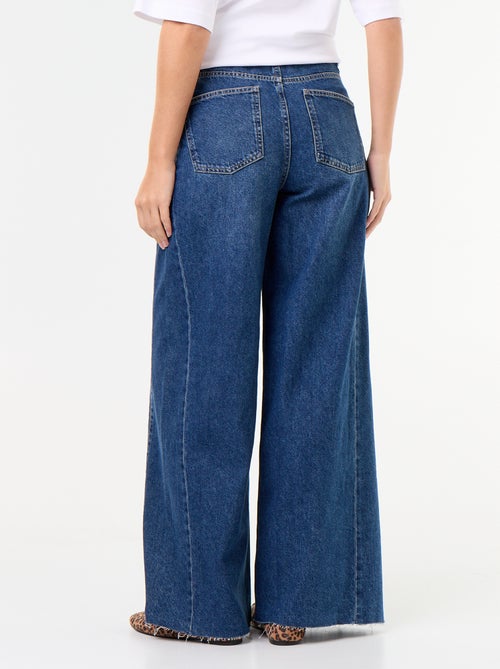 Calças de ganga wide leg com bainha desfiada - Kiabi