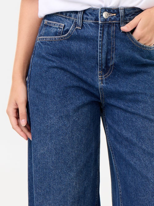 Calças de ganga wide leg com bainha desfiada - Kiabi