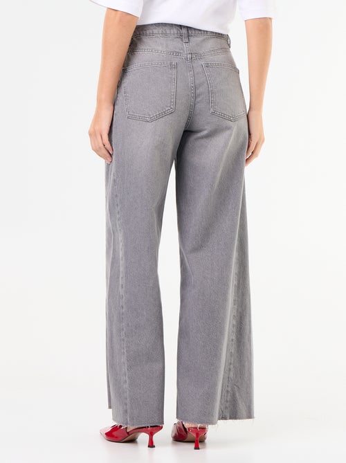Calças de ganga wide leg com bainha desfiada - Kiabi