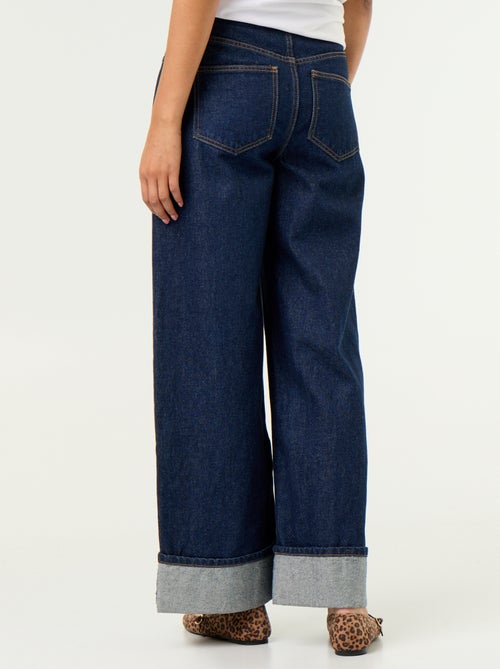 Calças de ganga wide leg com bainha virada - Kiabi Calças de ganga wide leg com bainha virada - Kiabi